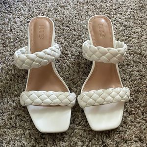 White heeled sandals